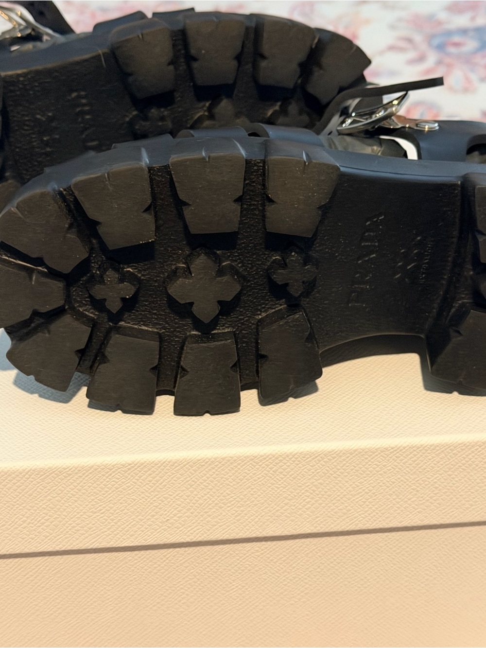 Prada Matte Black Lug-Soled Fisherman Sandals - Picture 2 of 6